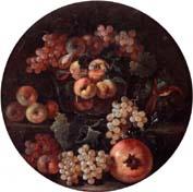 unknow artist A still life of peaches and plums in a glass bowl,grapes,a melon and a pomegranate oil painting picture